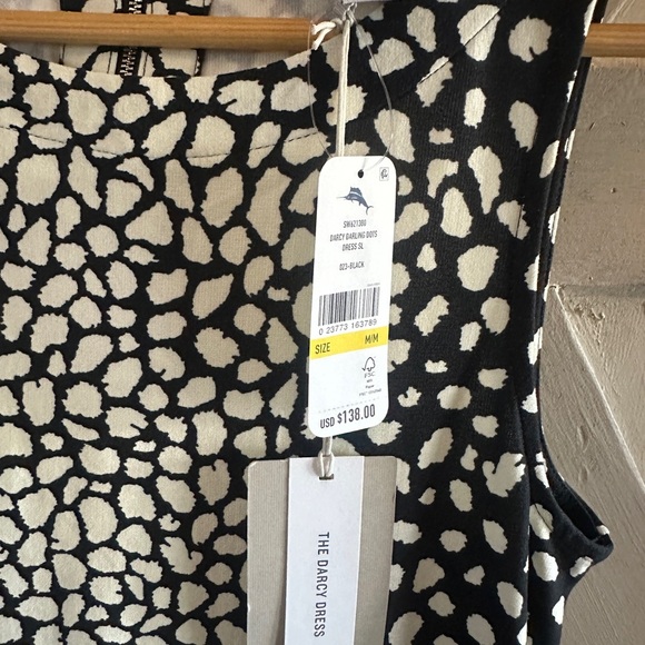 NWT Tommy Bahama “The Darcy Dress” Black and White Spotted Midi Dress - Picture 2 of 6